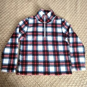 J. Crew Factory Fleece Half-Zip Pullover White, Red Extra Small NWOT